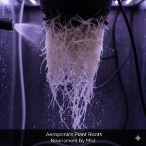 Large-scale commercial indoor farm using multiple vertical aeroponics systems for sale and high-efficiency lighting.