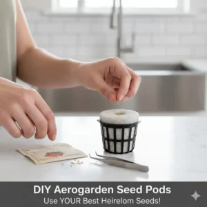 Instructions or examples of DIY Aerogarden seed pods, illustrating how to use your own best aerogarden seeds heirloom varieties in the system.