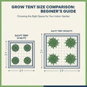 : A size comparison chart helping users choose the best grow tent setup for beginners based on available space.
