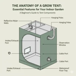 An anatomical breakdown of the features included in the best grow tent setup for beginners.