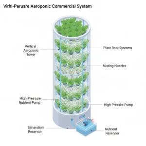 High-pressure aeroponic technology integrated into professional commercial hydroponic systems.