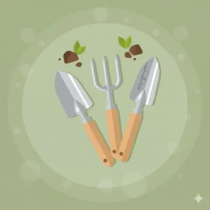 Professional stainless steel hand tools included in a gardening starter kit.