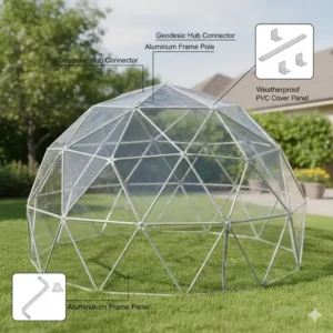 A transparent igloo for outside set up for a luxury outdoor dining experience.