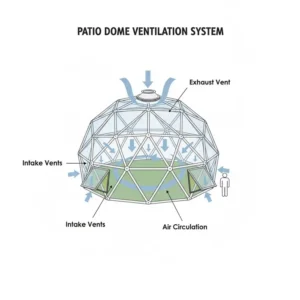 Internal air circulation and ventilation diagram of a patio dome.