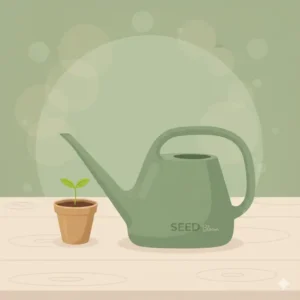 A stylish indoor watering can specifically designed for a gardening starter kit.