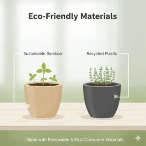 An eco-friendly container garden kit made from sustainable bamboo and recycled materials.