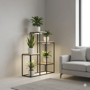 A minimalist design of the best plant stand with grow lights perfect for optimizing space in small apartments.