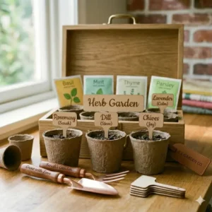 A space-saving vertical wall-mounted herb garden present for small apartments.