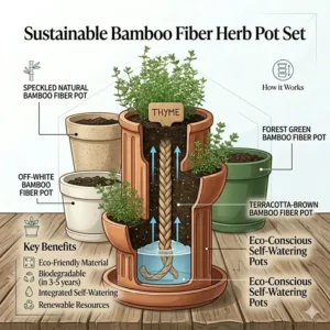 Sustainable bamboo fiber options for eco-conscious shoppers who buy herb pots online.