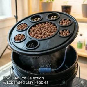 Durable net pots and expanded clay pebbles provided with the deep water culture kit.