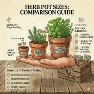 A comprehensive size comparison guide to help you buy herb pots online correctly.
