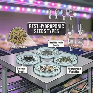 Cross-section illustration of a humidity dome and tray setup used to sprout hydroponic seeds.