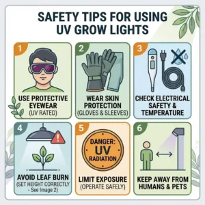 Safety tips and precautions for using uv lights for plants in your garden.