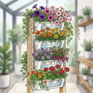 An illustration of a grower testing the pH and nutrient levels of the water for hydro flowers.