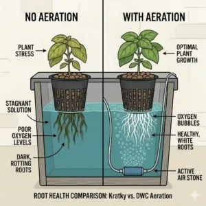 Visual guide showcasing the best herbs and leafy greens to grow using plant pot hydroponics, including basil and lettuce.